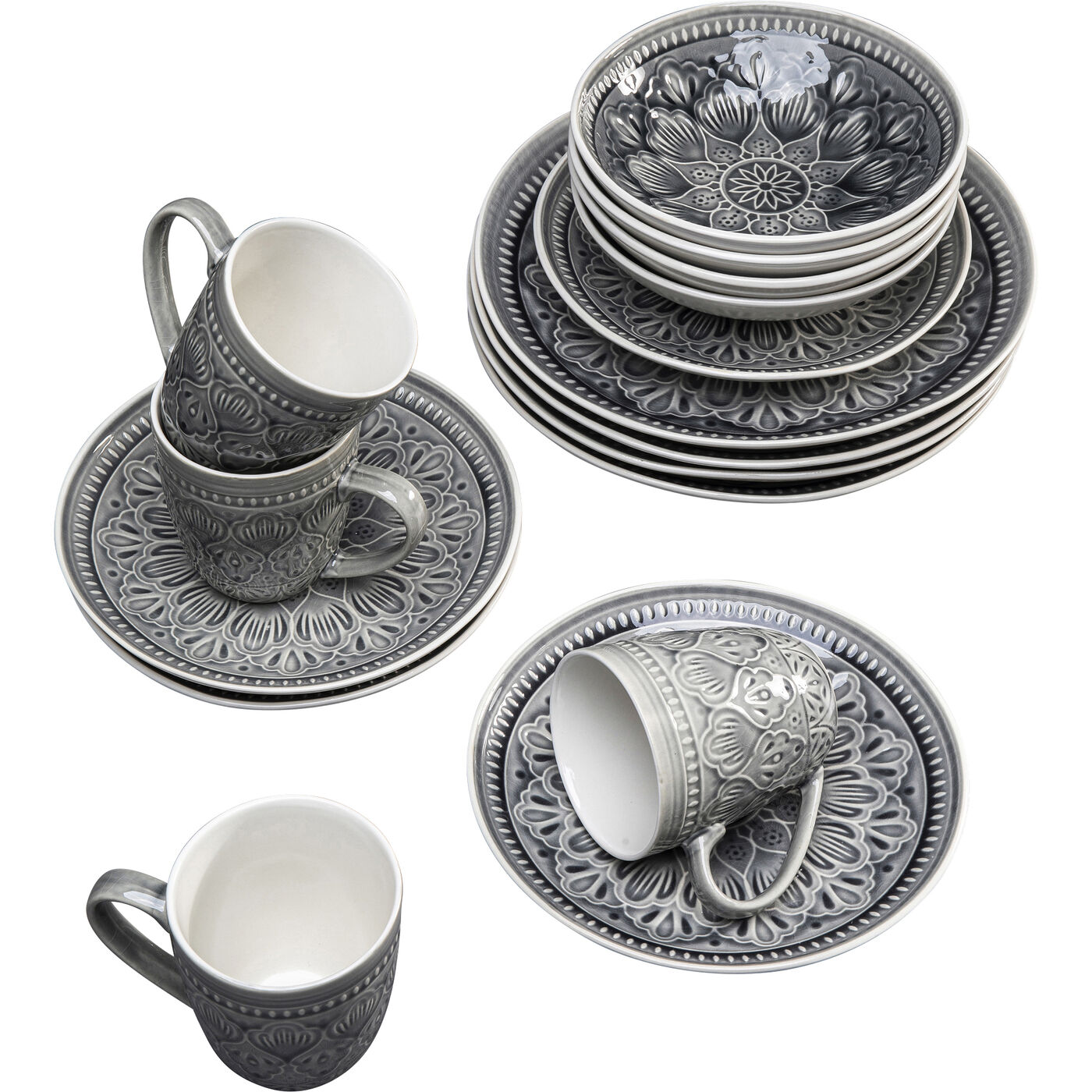 Набор посуды Sicilia Mandala Grey (16 предметов)