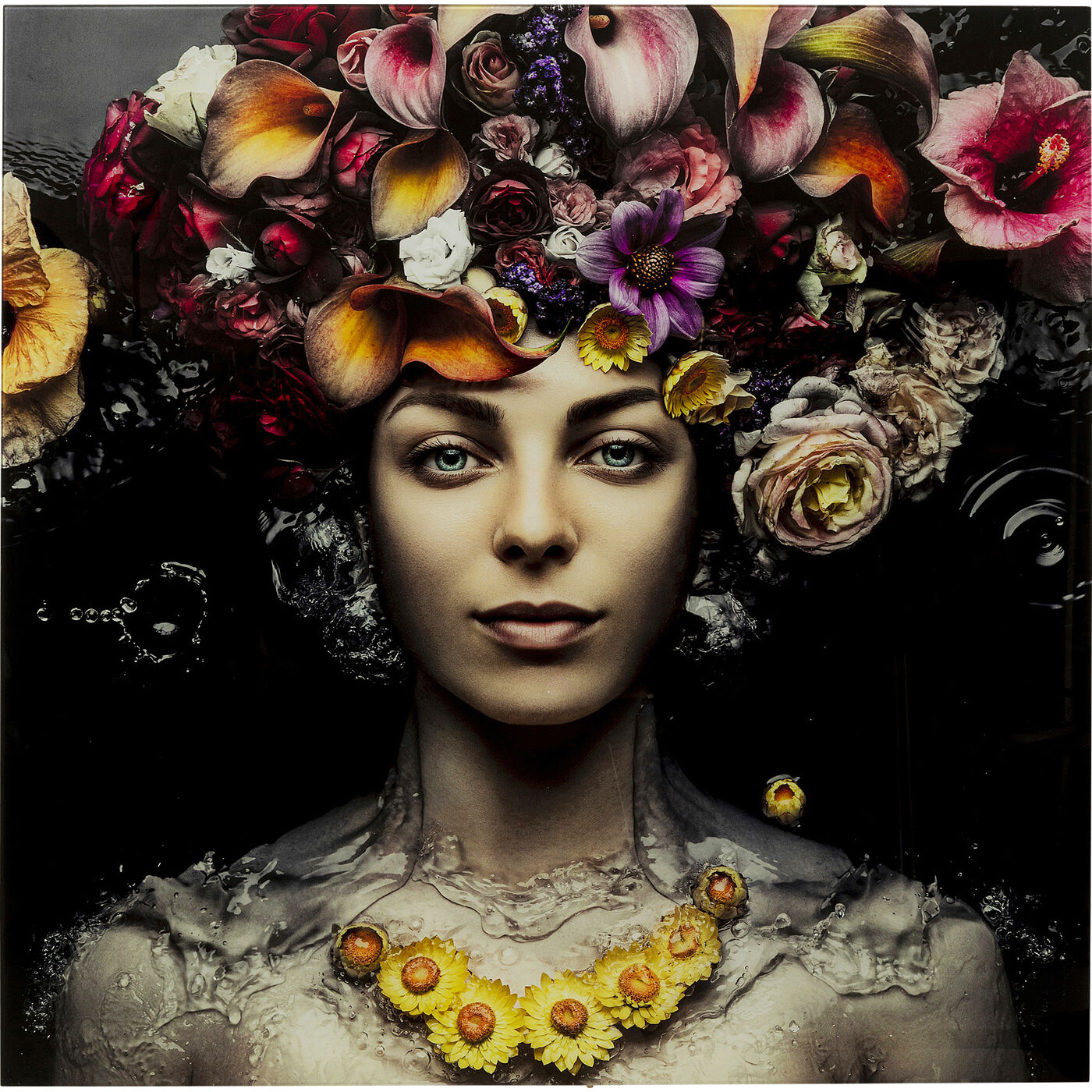 Картина стеклянная Flower Art Lady 120x120 см