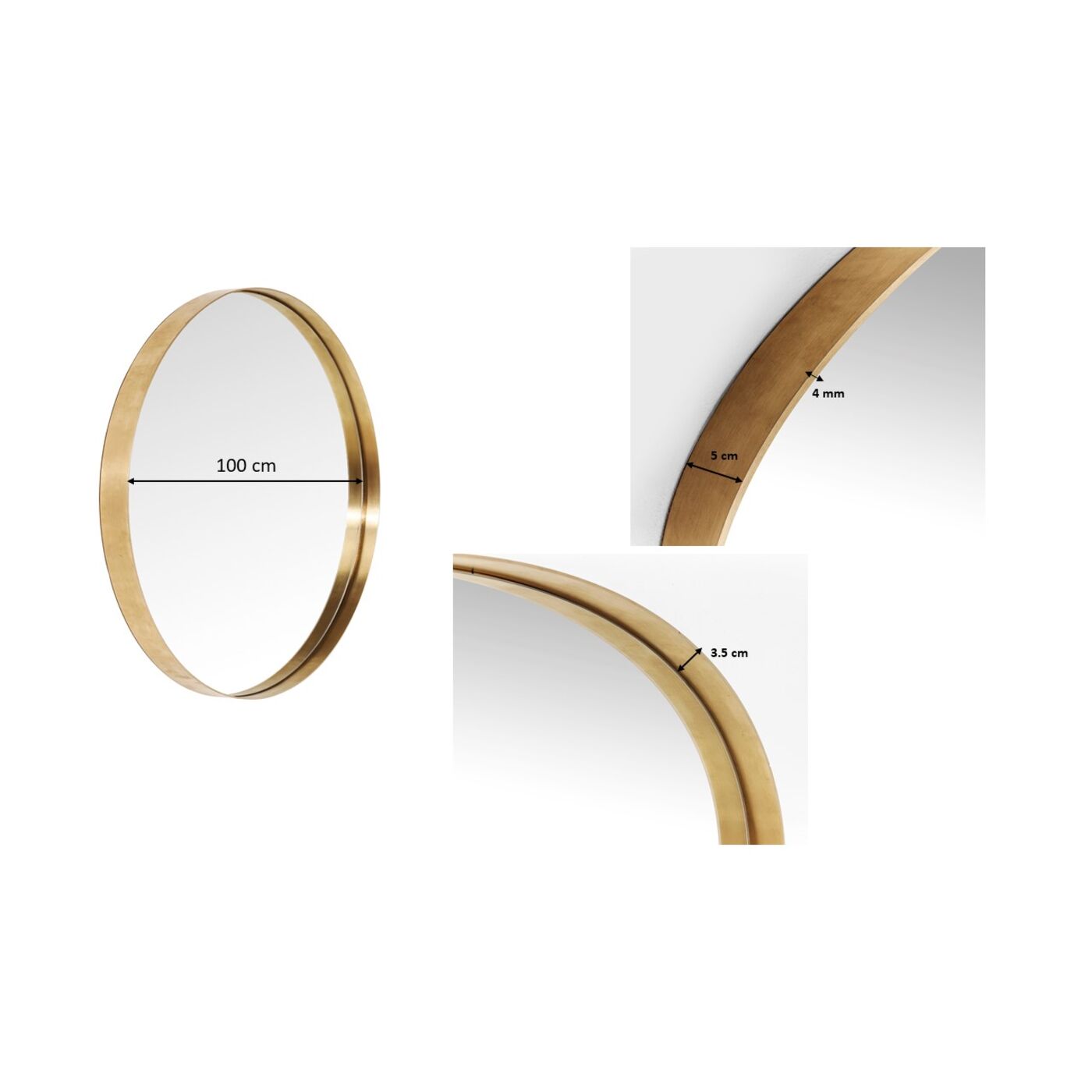 Зеркало Curve Round Brass MO Ø100 см