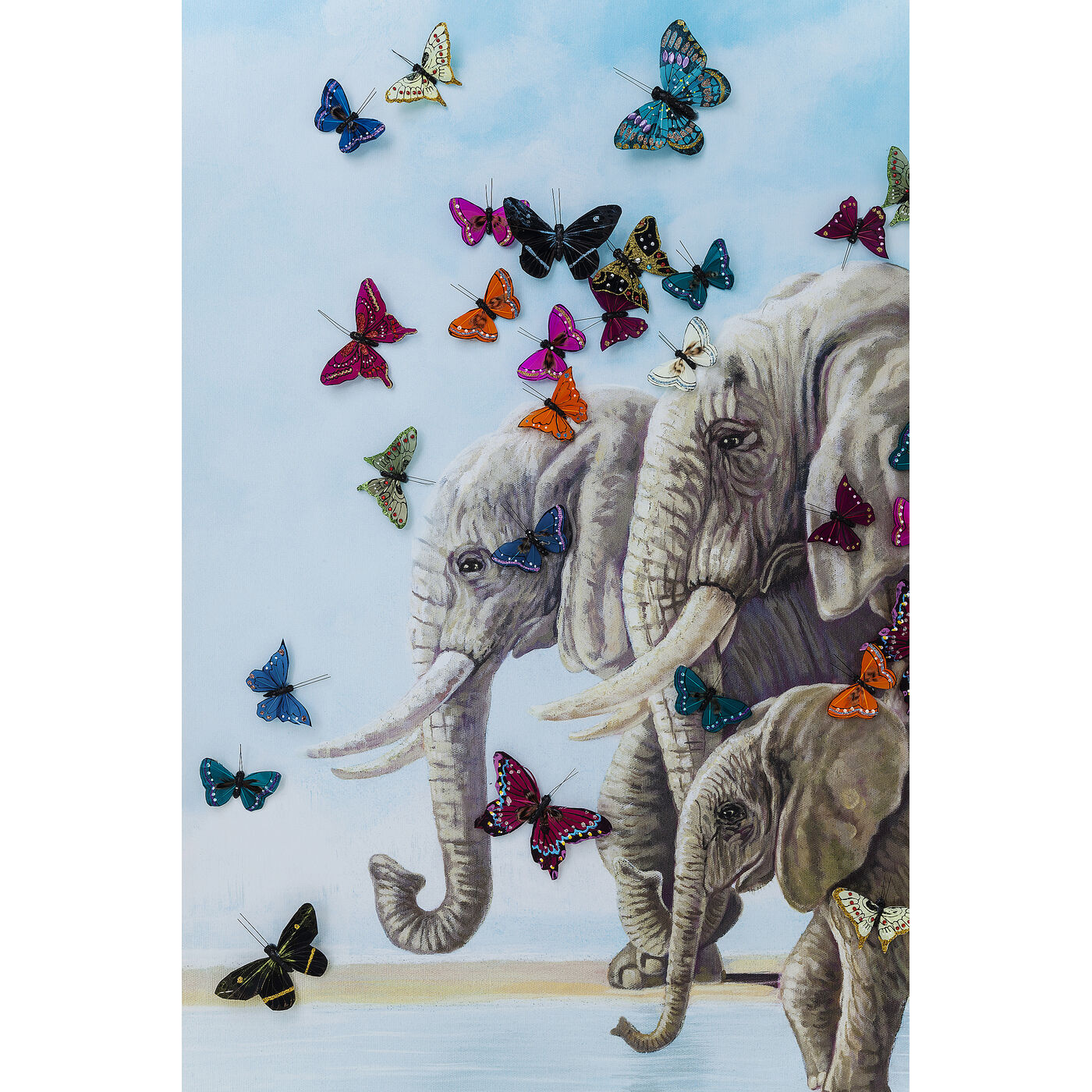Картина Elefants with Butterflies 120x120 см
